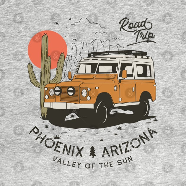 Vintage Phoenix AZ Desert Cactus Sunset Road Trip by Fitastic